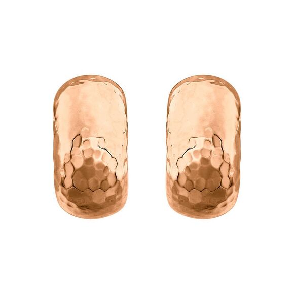 Hammered J-Hoop Earrings in 14k Rose Gold, 8 x 15mm - Picture 2 of 3